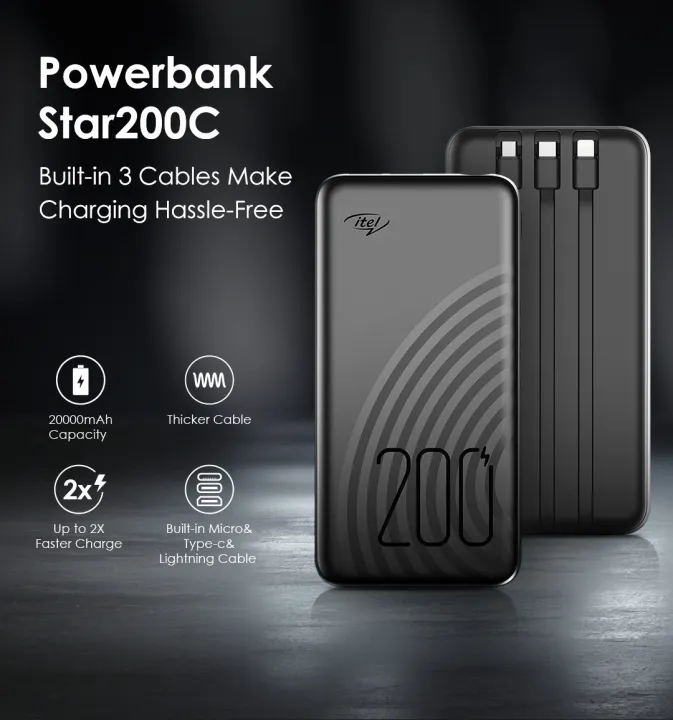 itel 20000mAh Dual Output Fast Charging STAR 200 Power Bank